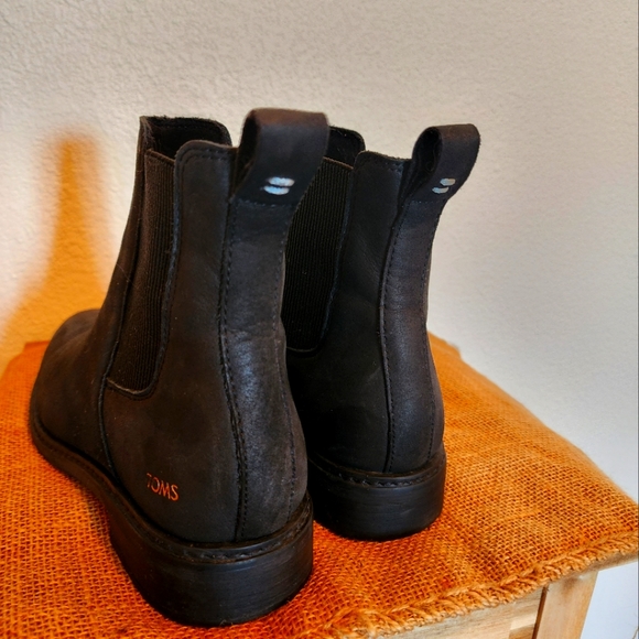 Toms Charlie Black Leather Boots 7.5 - Picture 4 of 6